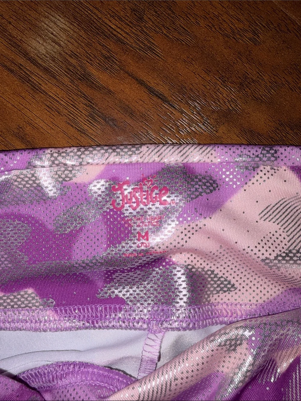 Justice Purple and Pink Camo Active Leggings Youth M